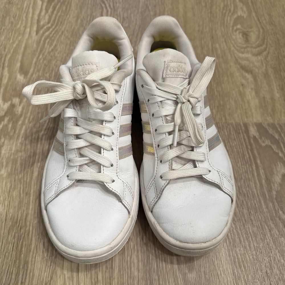Adidas Women's White and Gold Sneakers